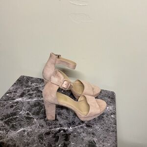 MixATB Blush Suede Ankle Strap Heels